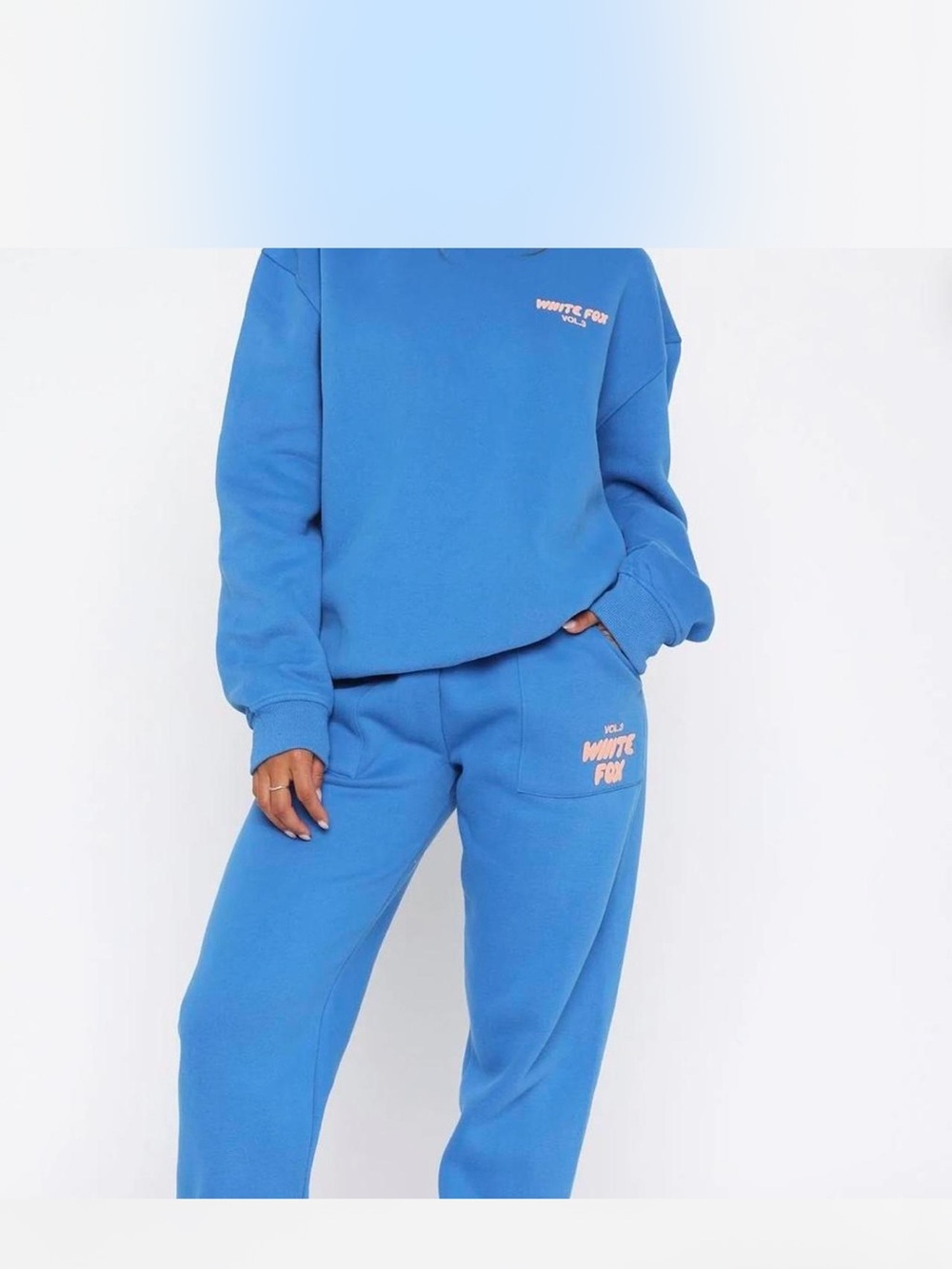 White Fox Boutique Blue Cozy Track Pants